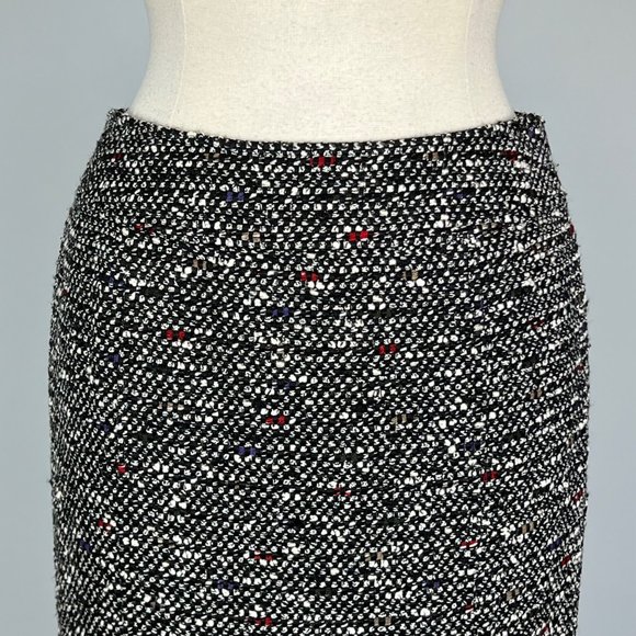 Lafayette 148 Tweed Pencil Skirt Black White Wool Blend Career size 4 - Picture 2 of 10